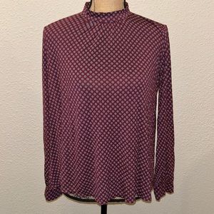 Ann Taylor Loft Burgundy Long Sleeve Shirt Sz Medium